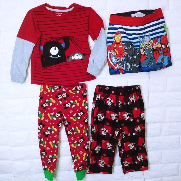 Bulk Lot(4) Boys 2T/3T Marvel Swim Short Mickey PJ-Bottoms Wonderkids LSL Top - Picture 1 of 11